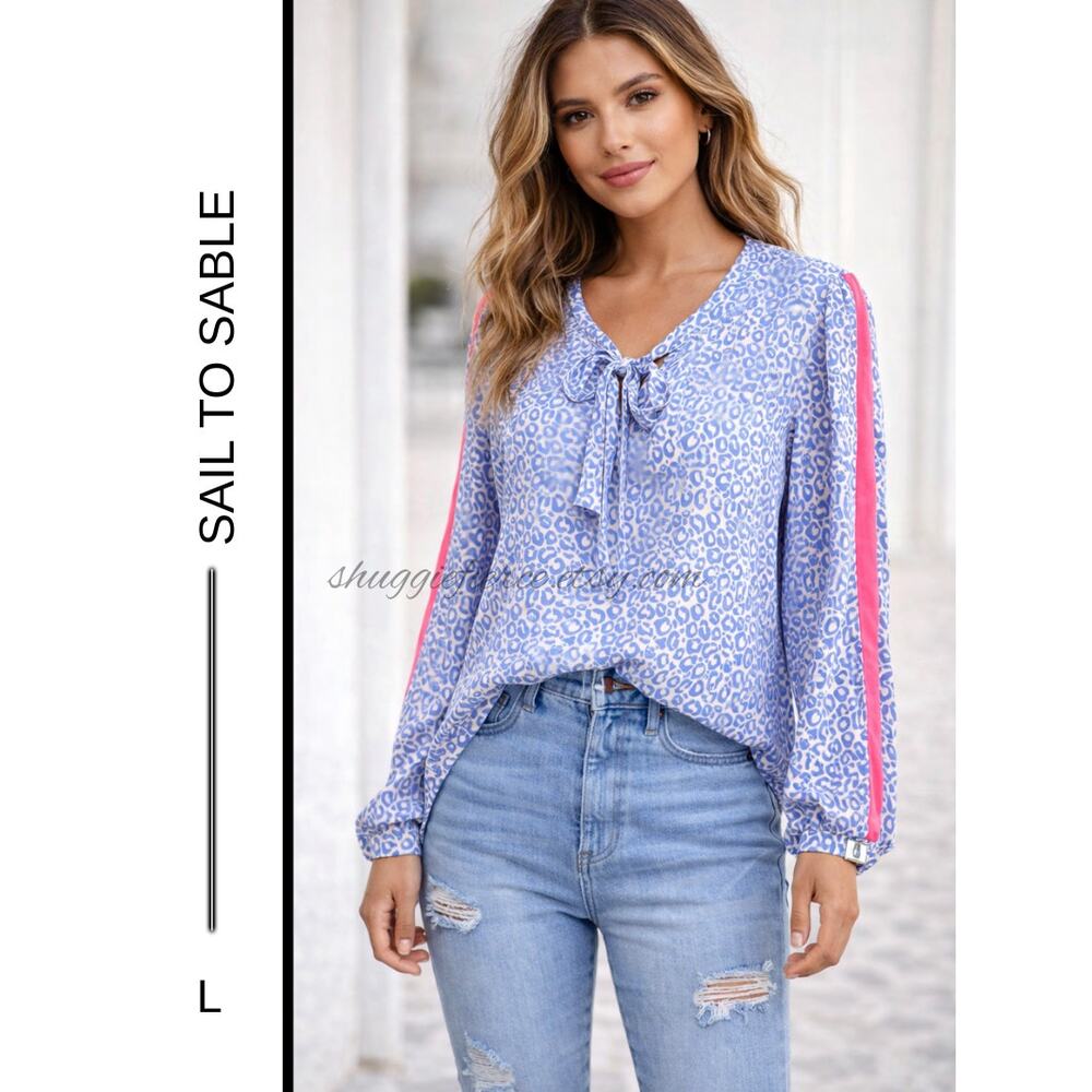 MSRP: $118 | ✨ STS Blue (Sail to Sable) V-Neck Blouse – Size L ✨SAME DAY SHIP